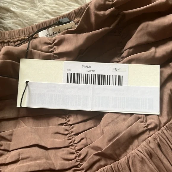 NWT Mustard Seed 'Latte' ruched pleated tiered 3/4 sleeve dress size S - Picture 8 of 8